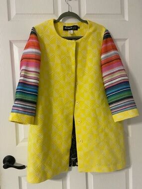 DESIGUAL by CHRISTIAN LACROIX Rainbow NATI Bright Yellow Tweed Coat